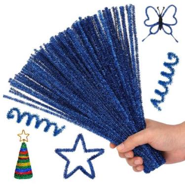 Imagem de Limpadores de cachimbo Hssugi 100PCS Christmas Craft Supplies Blue