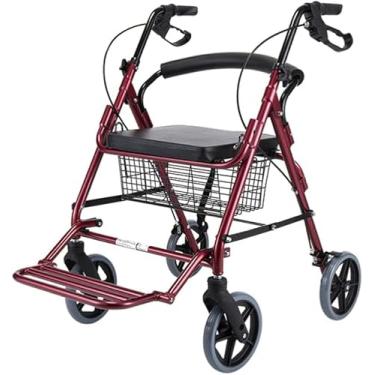 Imagem de Andador Rollator 500 Lb Capacidade De Peso Dobrável Assistência De Passo Com Apoio Para Os Pés E Assento E Cesta E Freios Andador De Mobilidade Para Idosos