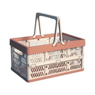 Imagem de Cesta De Piquenique De Plástico Dobrável Portátil, Espessada, Armazena
