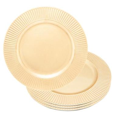 Imagem de Jogo 4 Sousplat de Mesa Redondo Primer Dourado Plástico Lyor 33cm