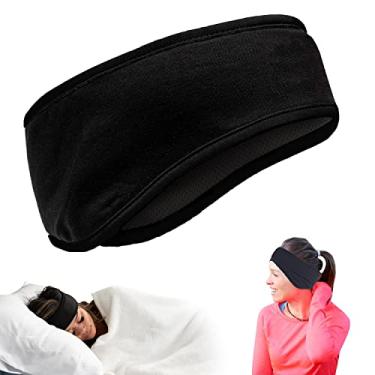 Imagem de CozyPhones Fones de ouvido Sleep – Fones de ouvido sem fio de malha ultra fina e sem corda para quem dorme de lado, meditação, corrida, laptop e telefone - Lycra preta