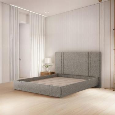 Imagem de Cama flutuante star king linho - SKYBOX BOX E BAÚS, Marrom