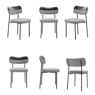 Imagem de Kit 6 Cadeiras Lia Jantar Gourmet material sintético e Linho Aço Carbo
