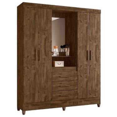 Imagem de Guarda Roupa Casal Capela 4P 165 cm Capri Moval, Castanho Wood