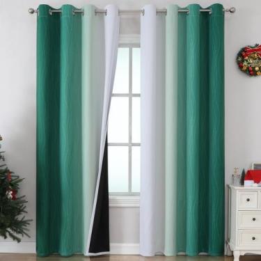 Imagem de Cortinas Blackout Estelar Textiler verde/branco acinzentado 214cm