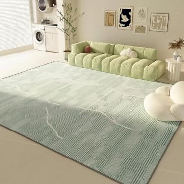 Imagem de Tapetes de luxo para sala de estar, decoração verde para quarto, carpete de pelúcia macio e fofo, tapete de sala de estar espesso e lavável (200x250 cm/A)