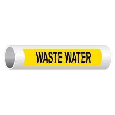 Imagem de ComplianceSigns. Com Waste Water (Lenda Preta Sobre Fundo Amarelo) Adesivo de Tubo, 20 x 5 cm Pacote com 5 Vinil para Marcadores de Tubulação Pipeline/Utility Hazmat