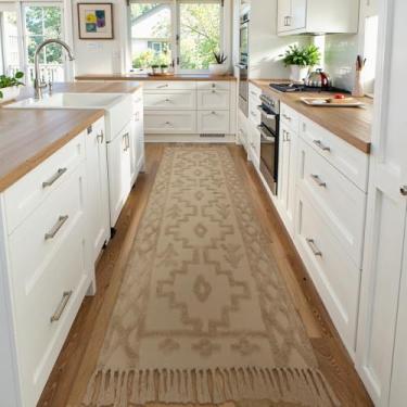 Imagem de Uphome Corredores Boho para corredores de 7 cm x 25 cm, tapete lavável para corredor de entrada de fazenda, tapetes de corredor de quarto tufados de algodão, tapete estético tribal boêmio para porta