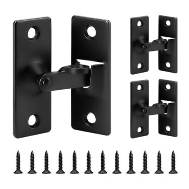 Imagem de 3 peças de fechadura de porta de celeiro, trava de porta de celeiro de aço inoxidável, trava de portão de 90 graus para quartos, cercas de madeira ao ar livre