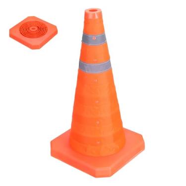 Imagem de PATIKIL Cones de trânsito dobráveis de 45,72 cm, cones de segurança laranja com colarinho refletivo, cones de cuidado para estacionamento, treinamento, prática, emergência na estrada, barreira