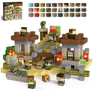 Imagem de Blocos magnéticos GoBidex MagWonder Army Toys 100 unidades para crianç