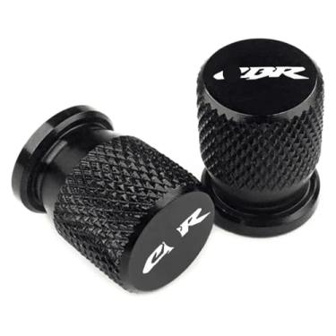 Imagem de Tampa da haste da porta de ar do núcleo da válvula de pneu, acessórios de motocicleta CNC compatíveis com CBR 300R 500R 650R 650F 600RR 1000RR 954 RR (preto)