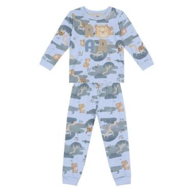 Imagem de Pijama infantil menino de leão brilha no escuro Brandili, 10, Azul
