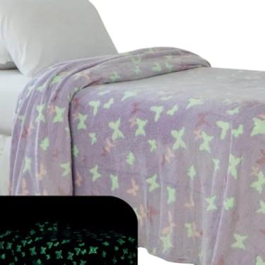 Imagem de Manta Cobertor Infantil Que Brilha No Escuro - Estampa De Borboleta