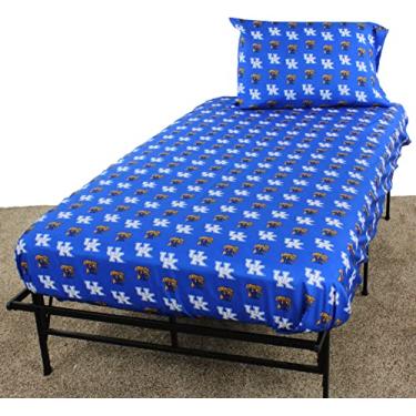 Imagem de Jogo de lençol solteiro Everything Comfy Kentucky Wildcats com 3 peças, fundo de cor do time, 1 lençol de cima, 1 lençol com elástico, 1 fronha