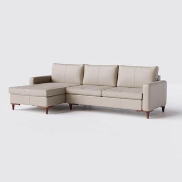 Imagem de Sofá Viena com Chaise 2,70m em Couro Bege - Home Mobily