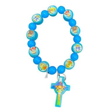 Imagem de Pulseira infantil santinhos e crucifixo de proteção crianças - Genéric