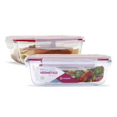 Imagem de KIT 2 Potes de Vidro Retangular com Tampa Hermética 1040ml - U4HOME, V