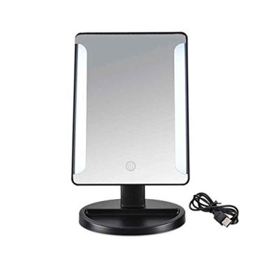 Imagem de LXB Espelho pequeno de maquiagem, espelho de maquiagem LED com lâmpada de mesa espelho de molho grande espelho de princesa casada espelho portátil dormitório modelagem simples opções inteligentes de