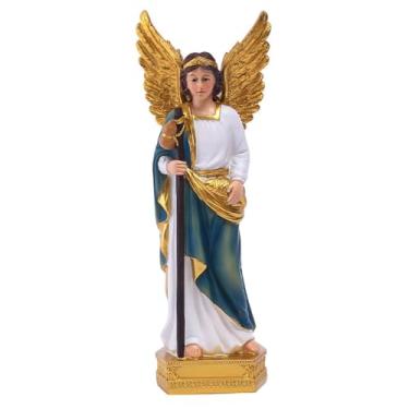 Imagem de Estátua de Arcanjo Rafael de 23 cm, Estatueta de Resina Arcanjo Rafael Escultura Enfeite de Mesa, Estátua de Anjo de Natal Estatueta Religiosa para Escritório em Casa Sala de Estar Igreja Decoração