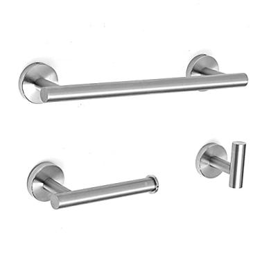 Imagem de Suporte de papel higiênico multifuncional - suporte de papel de gancho para roupão de parede, porta-toalhas, suporte de toalha de barra única, suporte de rolo higiênico (cor: preto) (cor: prata)