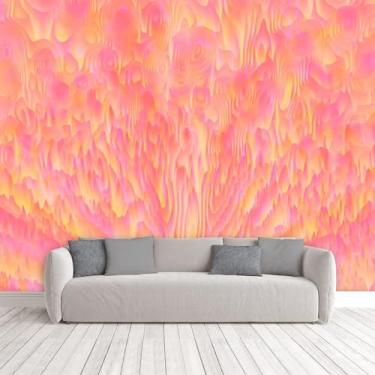 Imagem de Papel de parede abstrato montanha labirinto recife pastel coral rosa amarelo bonito fantasia Peel & Stick papel de parede autoadesivo removível mural de parede adesivo de fundo decoração de parede