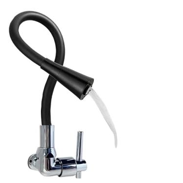 Imagem de Torneira Parede Cozinha Gourmet Preta Flexivel 2 Jatos 1/4 de Volta Para Mesa Pia Bancada e Mármore(SLT-11)