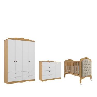 Imagem de Quarto Completo Bebê Provençal Permobili Encanto kit cap MDF, Nature B