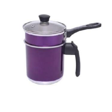 Imagem de Cuzcuzeira Economica 1,2 Litros Com Tampa De Vidro Aluminio Grosso Lilás