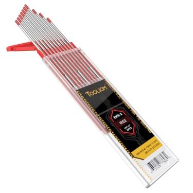 Imagem de TOOLIOM TIG Eletrodos de tungstênio para soldagem de tungstênio 1/20.3 cm x 17.8 cm (vermelho, Ewth-2) pacote com 10