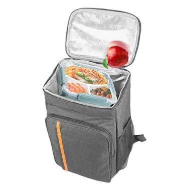 Imagem de Mochila térmica, impermeável de 20 L, leve, particionada, para freezer quente/frio, para piquenique, churrasco, passeio autônomo (cinza)