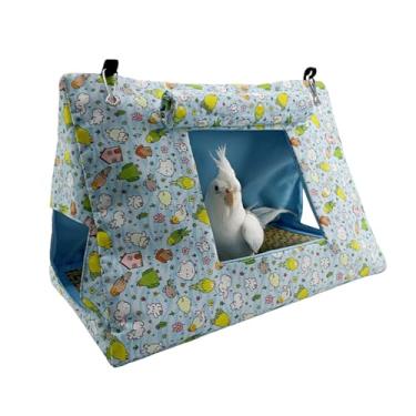 Imagem de Cabana de ninho de papagaio com estampa de pássaros, barraca de rede para todas as estações, caverna suspensa para periquitas, periquitas, periquitos (cinco tamanhos para vários tipos de corpos de