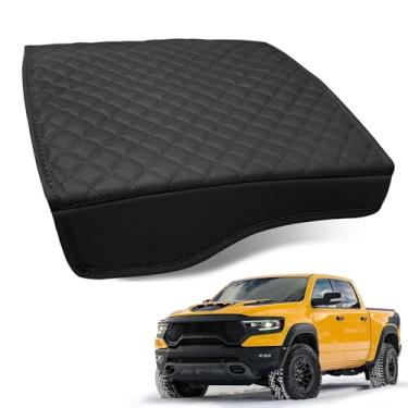 Imagem de JHGFVC Capa de console central para 2019-2025 RAM 1500 Acessórios, capa de apoio de braço de couro proteção almofada assento descanso de braço caixa acessórios de tampa para 5th RAM1500