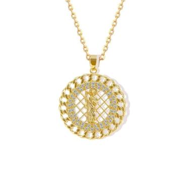 Imagem de coadipress Colar de Virgem Maria banhado a ouro 18K para mulheres, presente católico Virgem de Guadalupe Mother Mary Colares Nossa Senhora de Guadalupe Pingente Amuleto Joias, Middle, Liga de aço, Sem