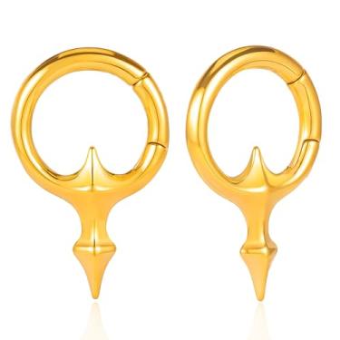 Imagem de DOEARKO 2 peças de calibres de orelha de aço inoxidável com elos de corrente para orelhas esticadas, lóbulos, tampões de ouvido, bijuteria corporal, 5mm, Aço inoxidável, Sem Pedra Preciosa