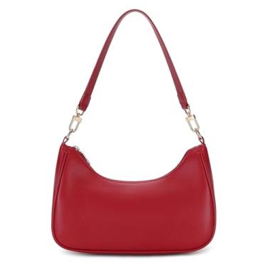 Imagem de Bolsa de ombro moderna para mulheres fofas Hobo Tote Mini Clutch Underarm Purse para uso diário/trabalho/viagem/passeios casuais, G-vermelho