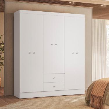 Imagem de Guarda Roupa Casal 6 Portas 2 Gavetas Touch - Branco/rosa Flex Branco/rosa Flex