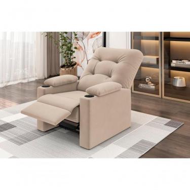 Imagem de Poltrona Columbia Retrátil/reclinável Porta Copos Suede Capuccino - Xflex Sofás