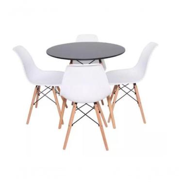 Imagem de Conjunto Mesa De Jantar Eiffel 90cm Preta Com 4 Cadeiras