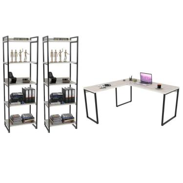 Imagem de Escritório Mesa 150X150Cm E 2 Estantes 60Cm Prisma