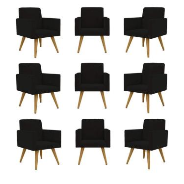 Imagem de Kit 10 Cadeiras Poltronas Decorativa - Escritório - Recepção Cor:preto