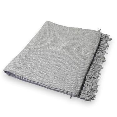 Imagem de Kit 2 Mantas Para Sofá Luxo Terracota 120x210 cm – Decoração e Proteção de Sofá com Detalhes em Franja (2 Cinza Neblina)