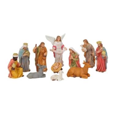 Imagem de Ｂｅｓｇａ Conjunto de miniaturas de presépio de Natal, decoração para casa com Jesus em resina, estátua da Sagrada Família para ambientes internos e externos,