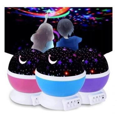 Imagem de Luminaria Abajur Globo Luz Quarto Criança Projeçao Giratorio Estrelas Festa Roxa