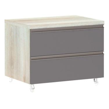 Imagem de Mesa De Cabeceira 2 Gavetas Prime Plus 60 Cm Cinza Puro