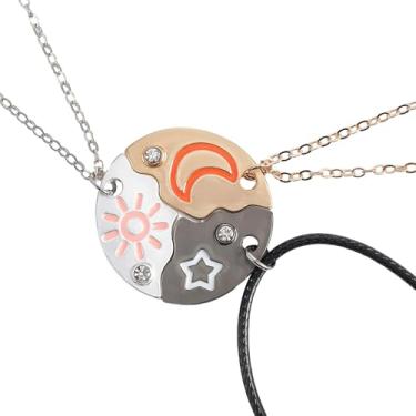 Imagem de LILOLILO Colar BFF para 3 Trio Sol Lua Estrela Amizade Colares Combinando para Melhores Amigas Irmãs Forever Joias Presentes, Lightweight, Latão, Sem Pedra Preciosa