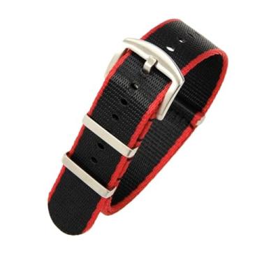 Imagem de hengfento2 Pulseira de relógio G10 de substituição para Omega Premium Nylon balístico militar Raf costurado Bond Iw 20 mm (vermelho + preto 1)