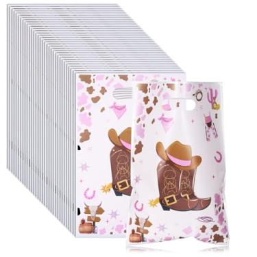 Imagem de Josojoou 100 peças de lembrancinhas de festa de vaqueira My First Rodeo Envelopes de presente com alças, rosa cowgirl Goodie Treat Bags decoração de aniversário tema cowboy suprimentos de festa para