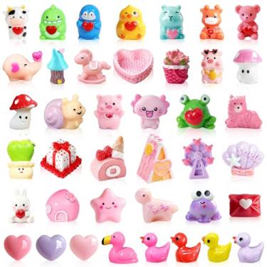 Imagem de AWEELON Estatuetas em miniatura do Dia dos Namorados, mini pequenos animais de resina de patos pequenos, figuras de coração para casa de bonecas, microjardim, decoração de paisagem, artesanato