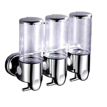 Imagem de Dispenser Manual Sabonete Líquido Shampoo Suporte Parede Banheiro Cozinha Detergente Prático dispenser sabonete liquido(3 unidades)